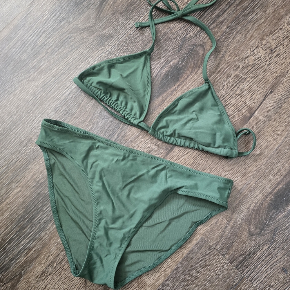 Aerie Green Triangle Bikini Set